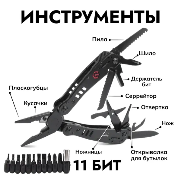 Уцененный товар Мультитул Ganzo G302-B (26 в 1)(Витринный образец)