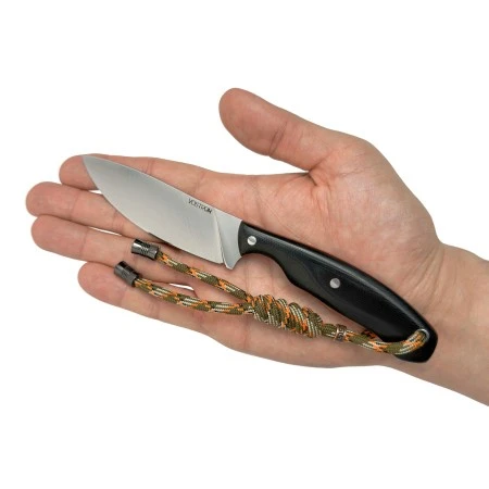 Нож с фиксированным лезвием Vostron Pika сталь VG10 с черными ножнами из кайдекса и темляком из паракорда VSSPV10-K