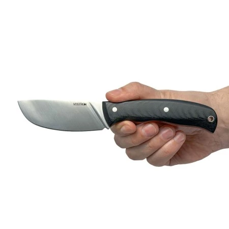 Нож с фиксированным лезвием Vostron Sever сталь х12мф с черными ножнами из кайдекса VSS12-K