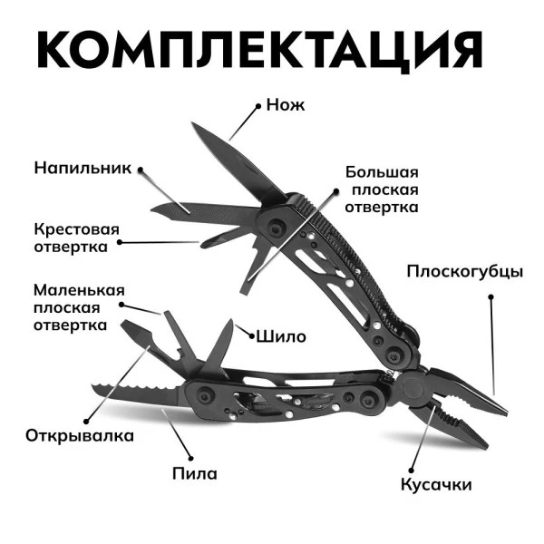 Мультитул Ganzo G104S-B (10 в 1) черный мини Мультитул Ganzo G104S-B (10 в 1) черный мини