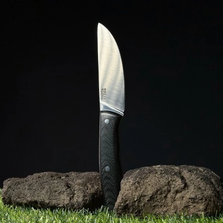 Нож с фиксированным лезвием Vostron Onega сталь х12мф с черными ножнами из кайдекса VSO12-K