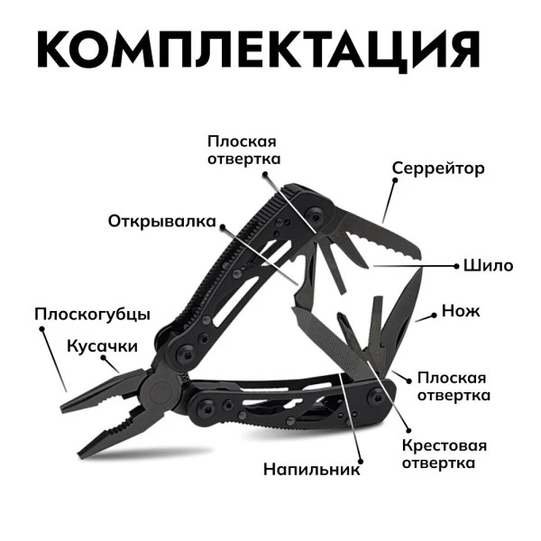 Мультитул Ganzo G104Sbex (10 в 1) черный мини Мультитул Ganzo G104Sbex (10 в 1) черный мини