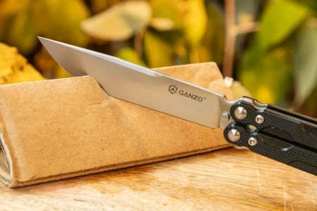 Уцененный товар Нож-бабочка Ganzo G766-BK, черный(Витрин. образец. Поврежд. упаковка)